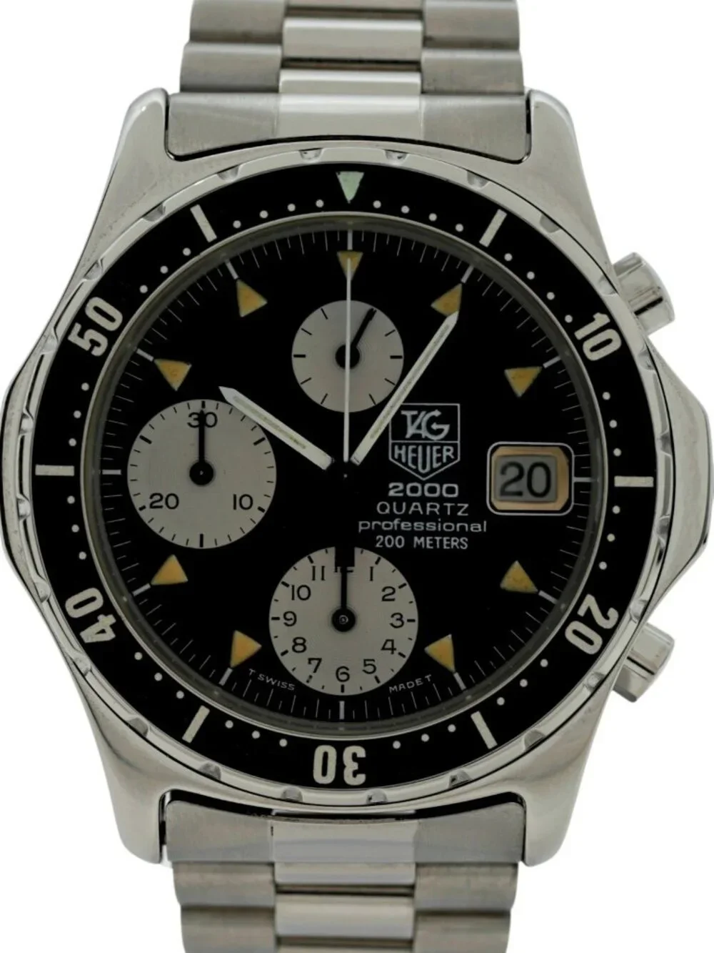 Tag Heuer 37mm Men's 2000 Series Chronograph Black Dial Watch! Ref: 273.206!